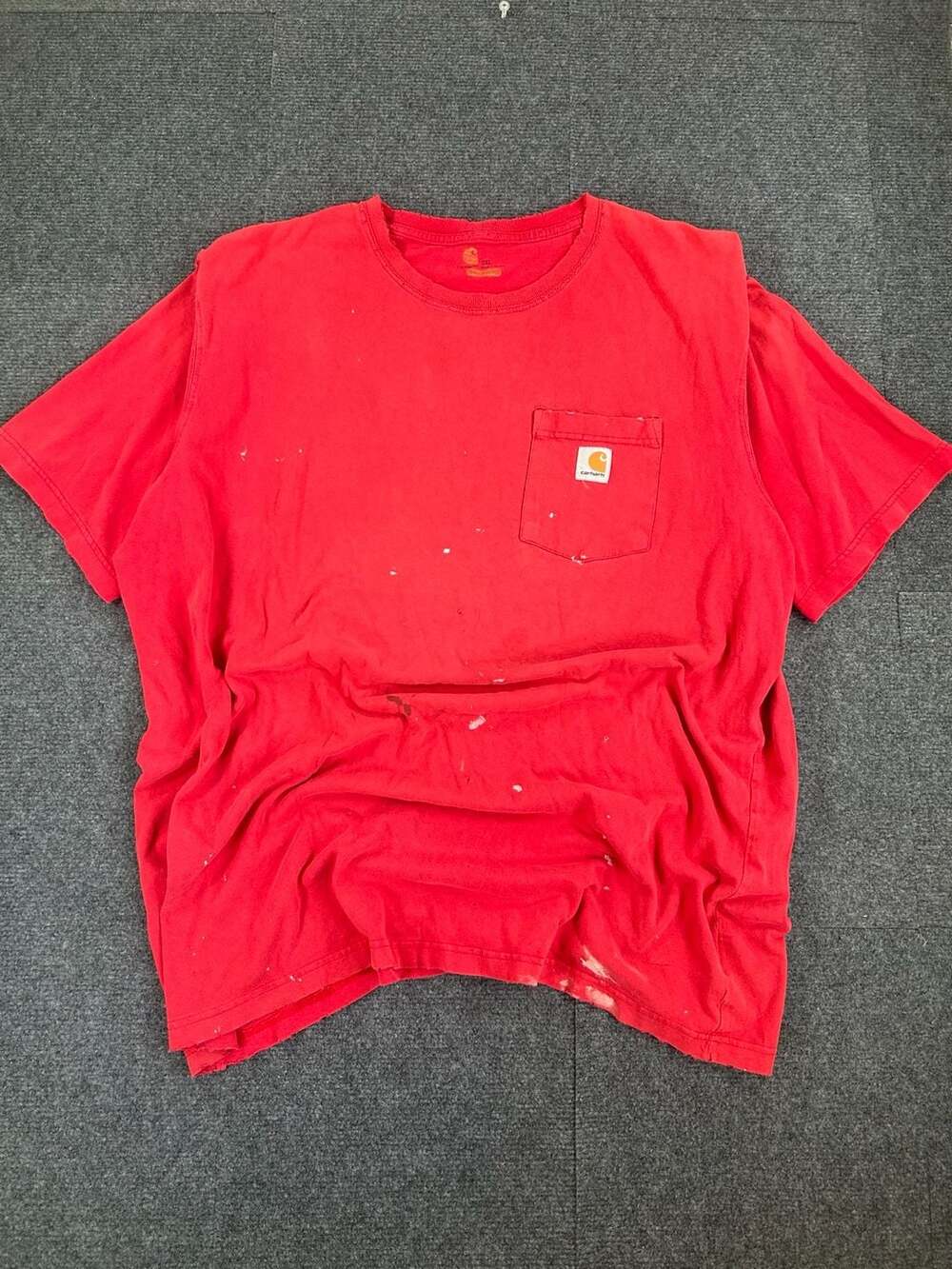 Carhartt Pocket T-Shirt Size 2XL Red Distressed Heavyweight Short Sleeve